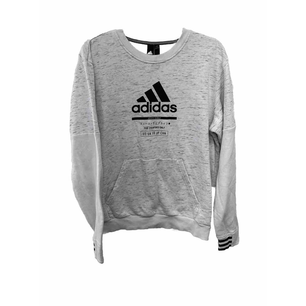 Mens Adidas Size Medium For Creators Only Sweat Shirt Longsleeve Heather White